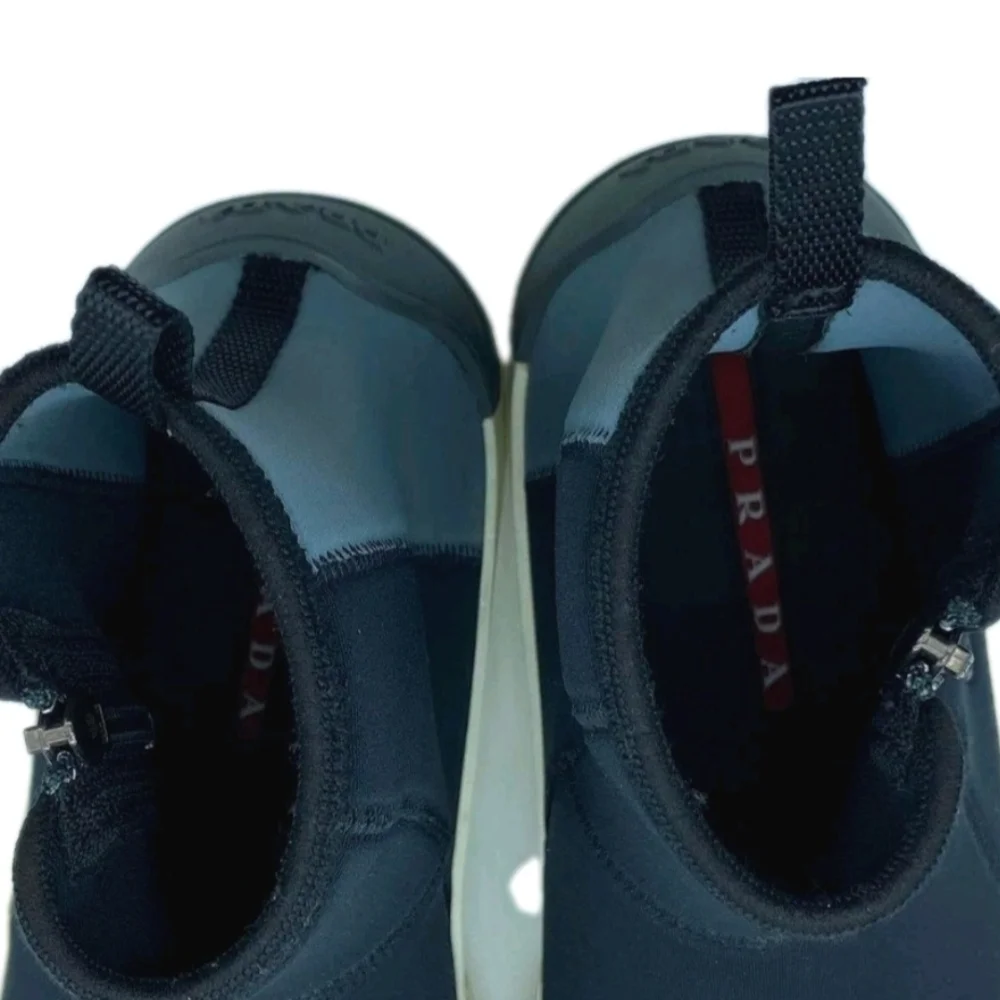 PRADA Neoprene Luxury High-Top Sneakers 4T3202 Blk /Grey US Mens 9.5 EU 43